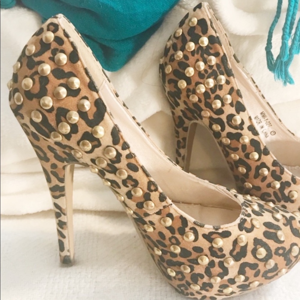 Ami Clubwear Leopard studded Platform Stilettos